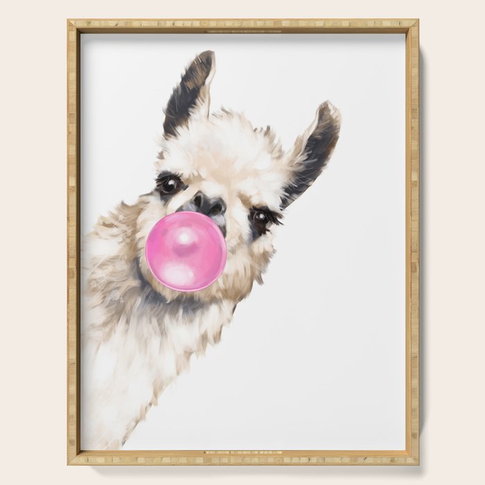 Bubble Gum Sneaky Llama Serving Tray Gallery Image 1