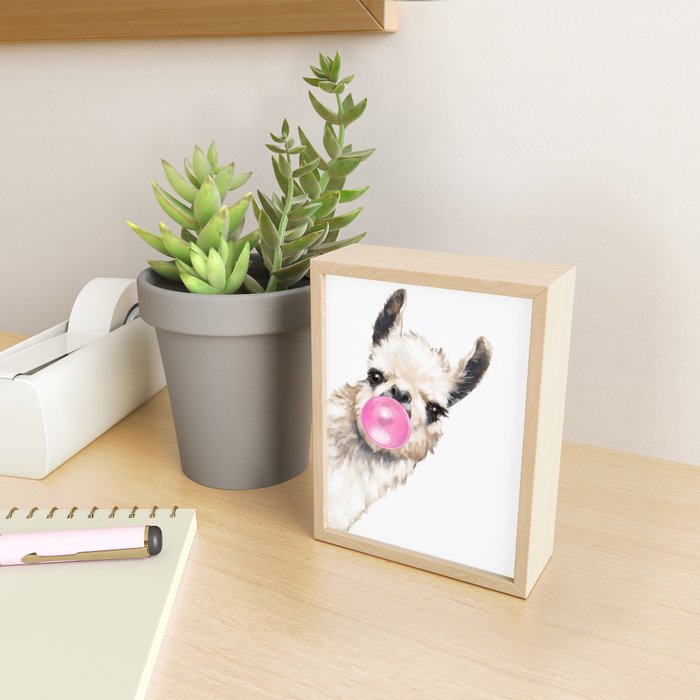 Bubble Gum Sneaky Llama Mini Art Print Gallery Image 2