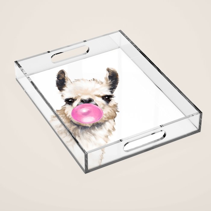 Bubble Gum Sneaky Llama Acrylic Tray Gallery Image 1