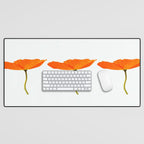 Three Orange Poppy Flowers White Background  Desk Mat Gallery Image 1