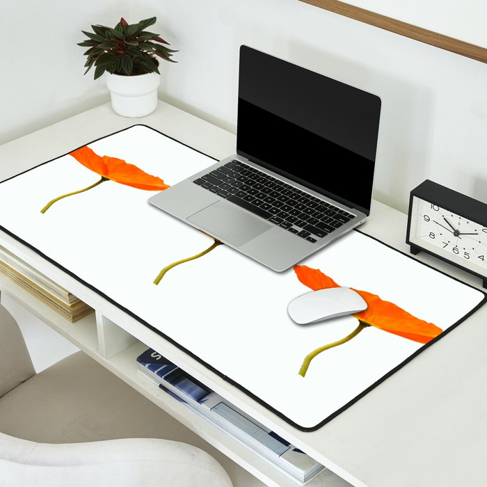 Three Orange Poppy Flowers White Background  Desk Mat Gallery Image 2
