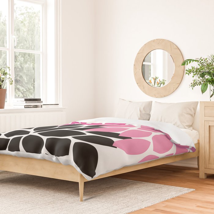 Bold Colorful Hot Pink Black Dahlia Flower Burst Petals Duvet Cover Gallery Image 2