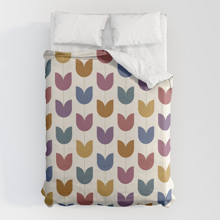 Spring Tulips VIII Multicolor Mid Century Flowers Duvet Cover Gallery Image 6