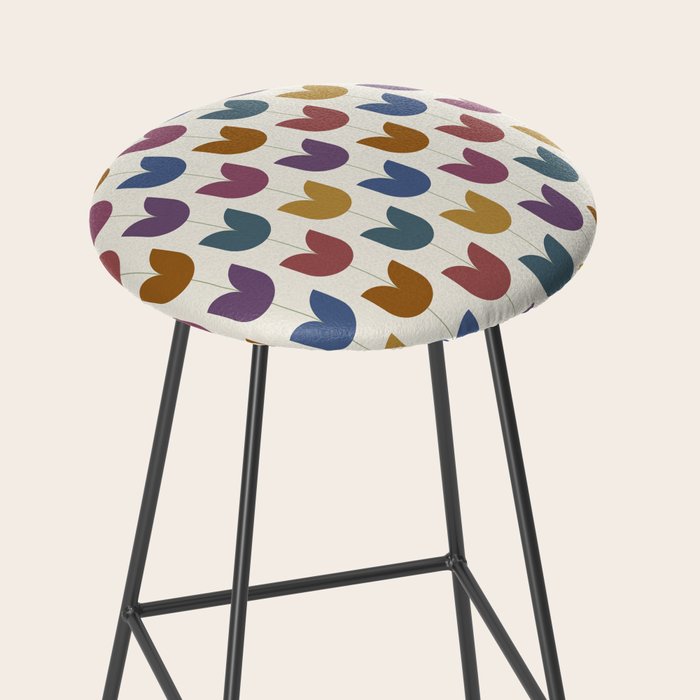 Spring Tulips VIII Multicolor Mid Century Flowers Stool Gallery Image 2