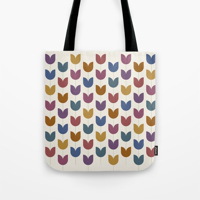 Spring Tulips VIII Multicolor Mid Century Flowers Tote Bag Gallery Image 1