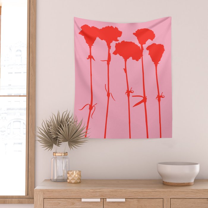 carnations 3 Wall Tapestry Gallery Image 2