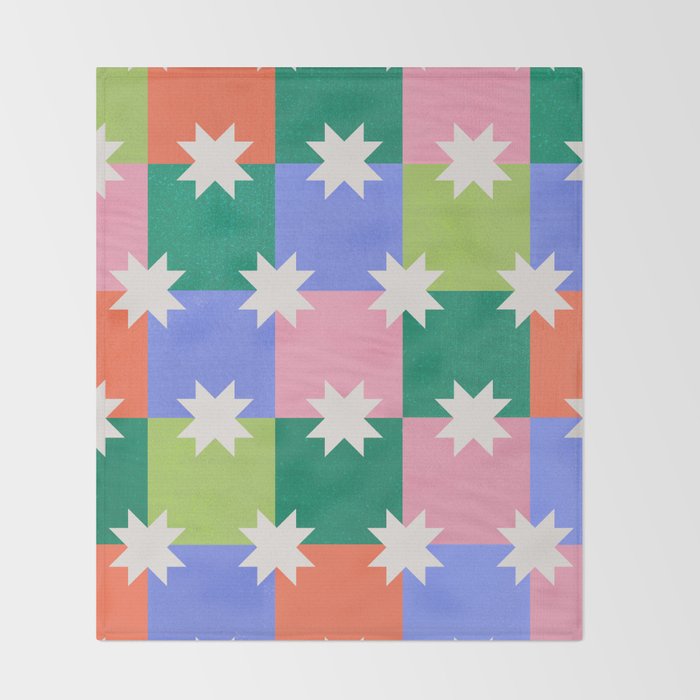 Checkered holiday pattern with stars Throw Blanket Gallery Image 2