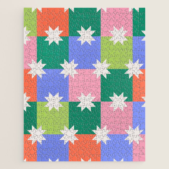 Checkered holiday pattern with stars Jigsaw Puzzle Gallery Image 1