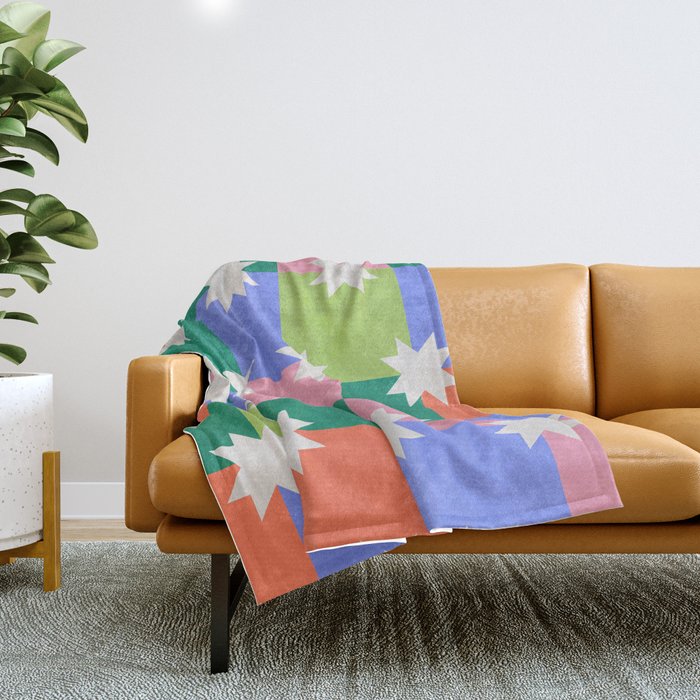 Checkered holiday pattern with stars Throw Blanket Gallery Image 1