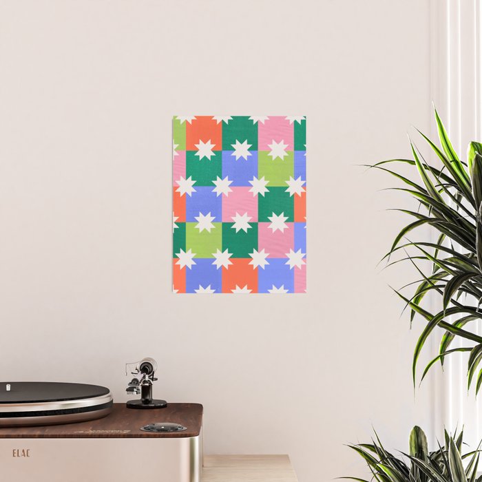 Checkered holiday pattern with stars Poster Gallery Image 2