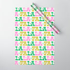 Fa La La- Pink & Green Wrapping Paper Gallery Image 1