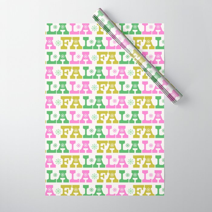 Fa La La- Pink & Green Wrapping Paper Gallery Image 1