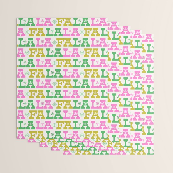 Fa La La- Pink & Green Wrapping Paper Gallery Image 3