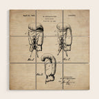 Boxing Gloves Patent - Boxer Trainer Coach Gym Art - Antique Wood Wall Art Gallery Image 1