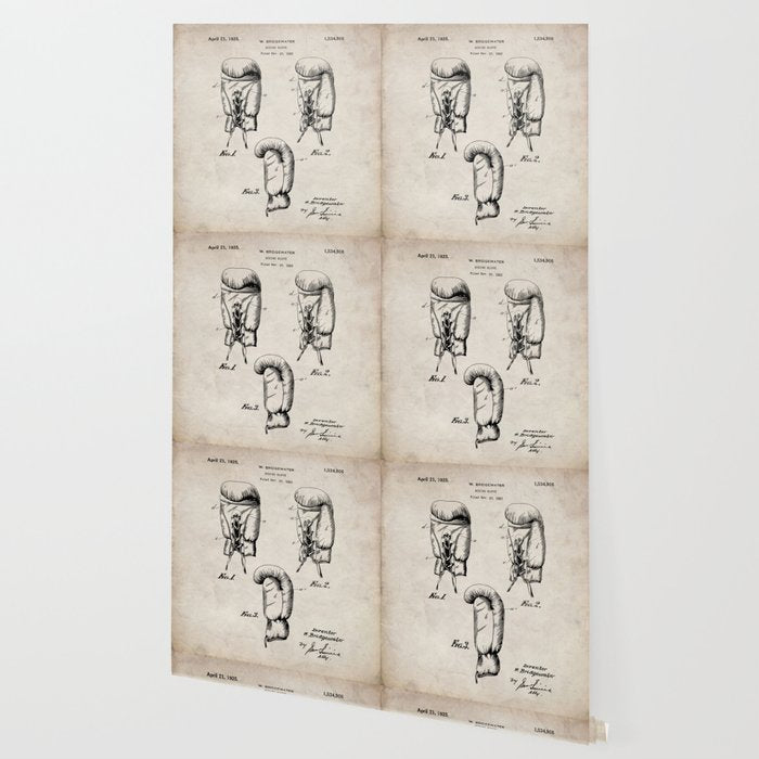 Boxing Gloves Patent - Boxer Trainer Coach Gym Art - Antique Wallpaper Gallery Image 2