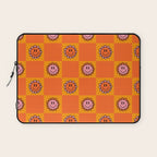 Orange Smiley Face Checkerboard Print Laptop Sleeve Gallery Image 1
