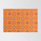Orange Smiley Face Checkerboard Print Rug Gallery Image 2