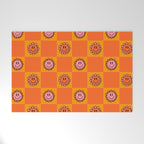 Orange Smiley Face Checkerboard Print Welcome Mat Gallery Image 1