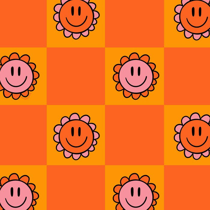 Orange Smiley Face Checkerboard Print Coffee Mug Gallery Image 2