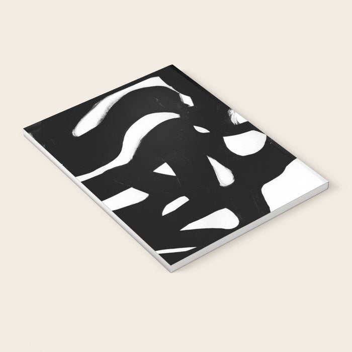 Maze Black & White Minimalist Abstract Mid century Ink Art Dark Brush Strokes Notebook Gallery Image 3