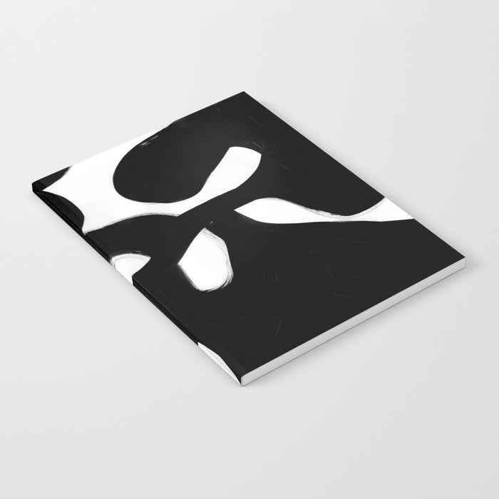 Maze Black & White Minimalist Abstract Mid century Ink Art Dark Brush Strokes Notebook Gallery Image 2
