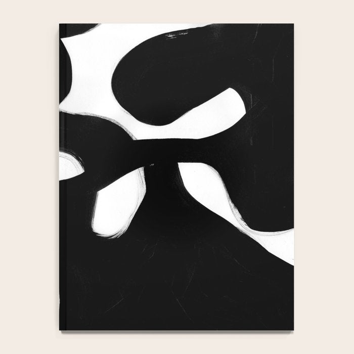 Maze Black & White Minimalist Abstract Mid century Ink Art Dark Brush Strokes Notebook Gallery Image 4