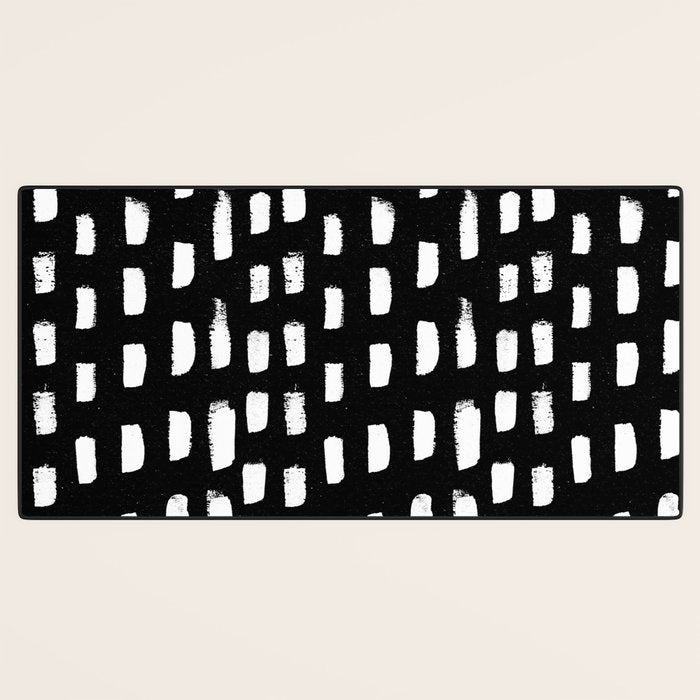 Artistic modern black white paint brushstrokes Desk Mat Gallery Image 3