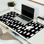 Artistic modern black white paint brushstrokes Desk Mat Gallery Image 2