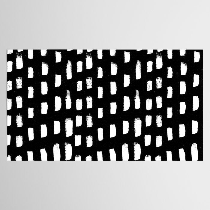 Artistic modern black white paint brushstrokes Tablecloth Gallery Image 2