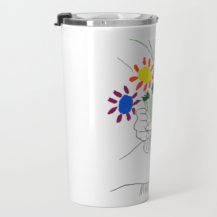 Pablo Picasso Bouquet Of Peace 1958 (Flowers Bouquet With Hands), T Shirt, Artwork Travel Mug Gallery Image 3