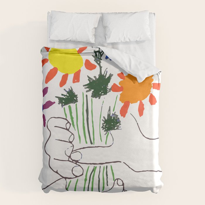 Pablo Picasso Bouquet Of Peace 1958 (Flowers Bouquet With Hands), T Shirt, Artwork Duvet Cover Gallery Image 1