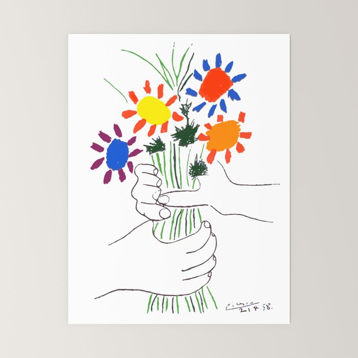 Pablo Picasso Bouquet Of Peace 1958 (Flowers Bouquet With Hands), T Shirt, Artwork Mini Art Print Gallery Image 6