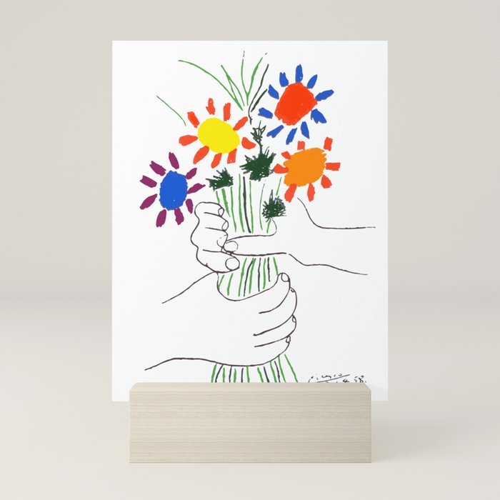 Pablo Picasso Bouquet Of Peace 1958 (Flowers Bouquet With Hands), T Shirt, Artwork Mini Art Print Gallery Image 5
