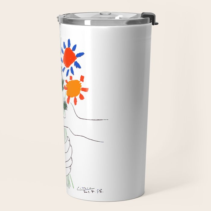 Pablo Picasso Bouquet Of Peace 1958 (Flowers Bouquet With Hands), T Shirt, Artwork Travel Mug Gallery Image 2