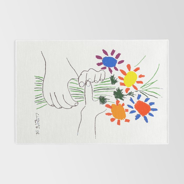 Pablo Picasso Bouquet Of Peace 1958 (Flowers Bouquet With Hands), T Shirt, Artwork Rug Gallery Image 2