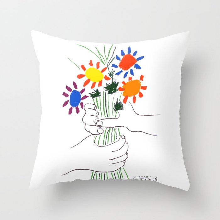 Pablo Picasso Bouquet Of Peace 1958 (Flowers Bouquet With Hands), T Shirt, Artwork Throw Pillow Gallery Image 6
