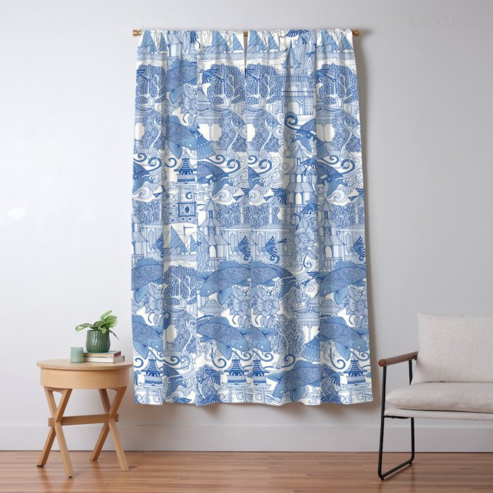 chinoiserie toile blue Window Curtain Gallery Image 5