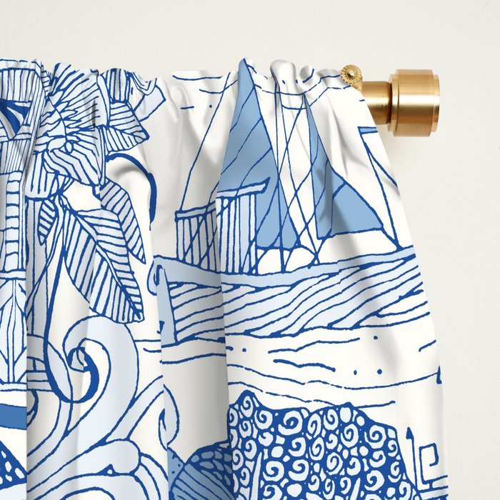 chinoiserie toile blue Window Curtain Gallery Image 2