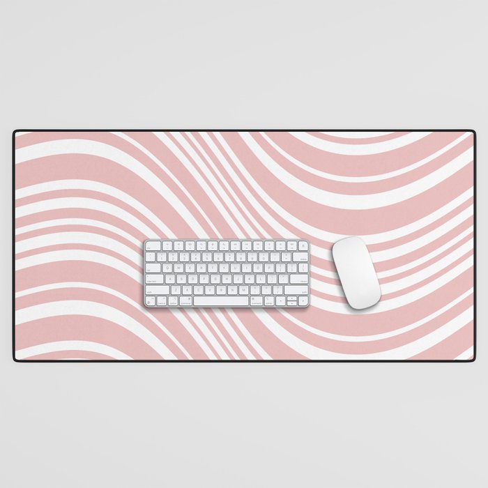 Wavy Stripes XXIX - Blush Pink Desk Mat Gallery Image 1