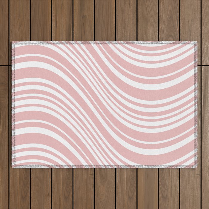 Wavy Stripes XXIX - Blush Pink Outdoor Rug Gallery Image 1