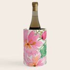 Tropical Pink Hibiscus Watercolor Flowers Wine Chiller Gallery Image 3