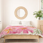 Tropical Pink Hibiscus Watercolor Flowers Duvet Cover Gallery Image 3