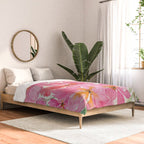 Tropical Pink Hibiscus Watercolor Flowers Comforter Gallery Image 2