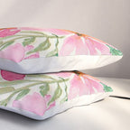 Tropical Pink Hibiscus Watercolor Flowers Pillow Sham Gallery Image 3