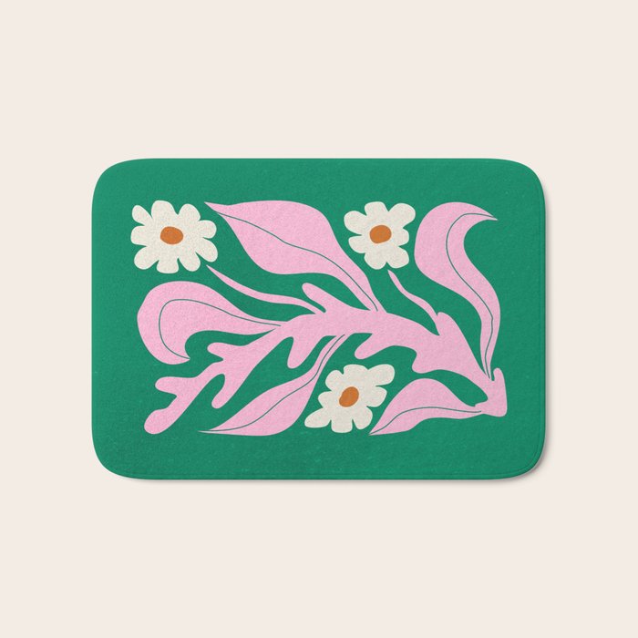 Lavender & Tropical Green: Les Fleurs | Flower Market Color Series 08 Bath Mat Gallery Image 1
