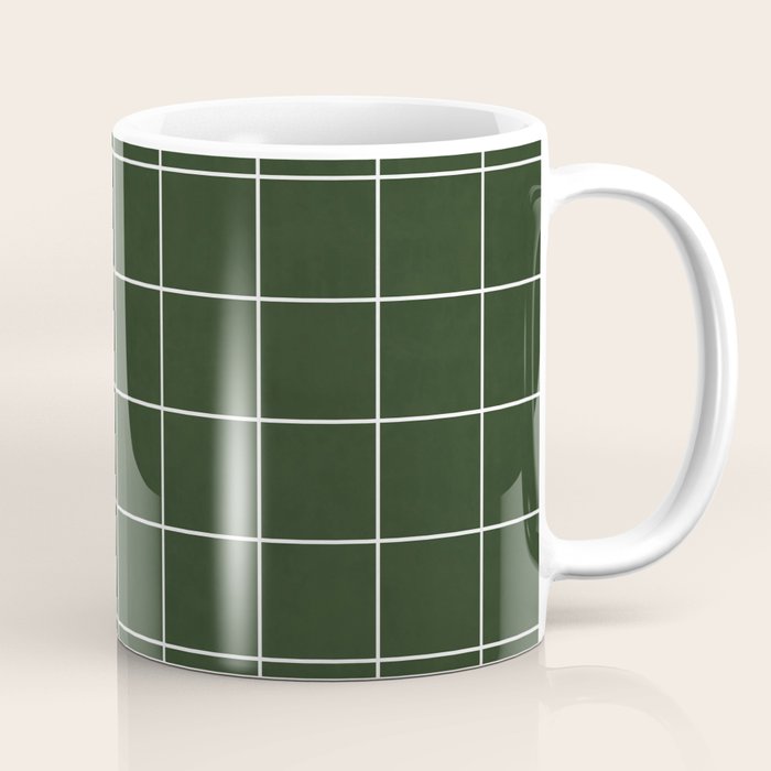 Small Grid Pattern - Deep Green Coffee Mug Gallery Image 1