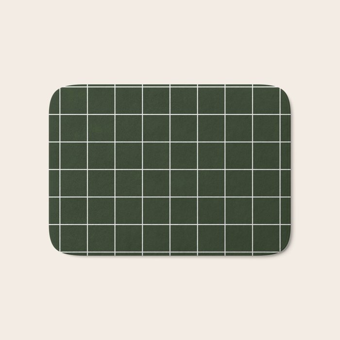 Small Grid Pattern - Deep Green Bath Mat Gallery Image 1