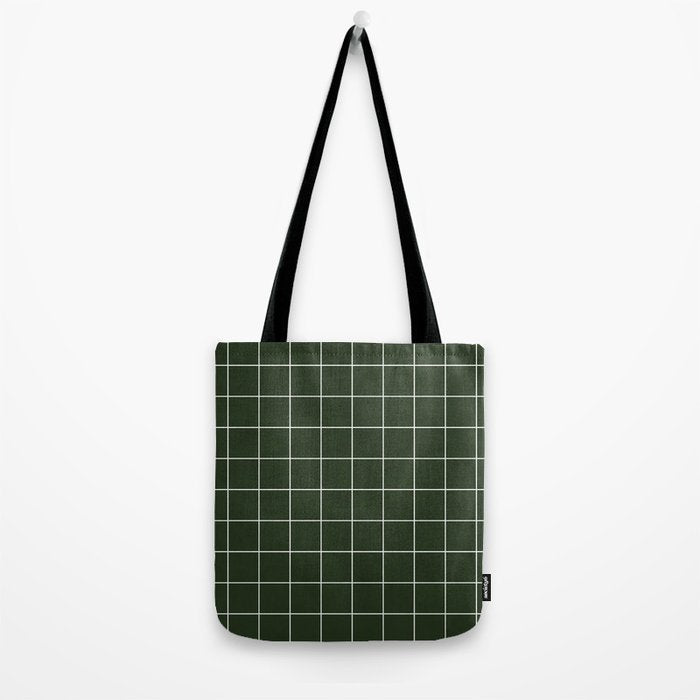 Small Grid Pattern - Deep Green Tote Bag Gallery Image 2