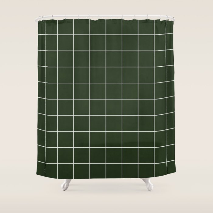 Small Grid Pattern - Deep Green Shower Curtain