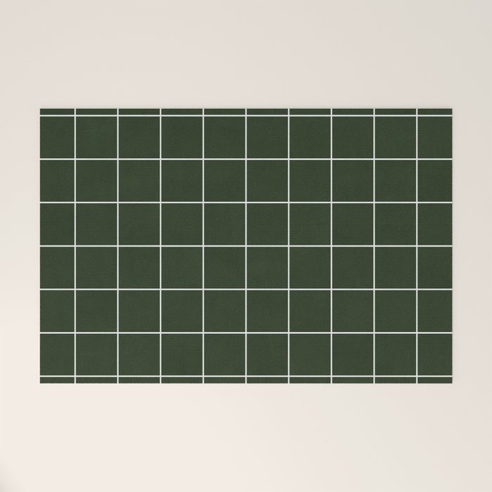 Small Grid Pattern - Deep Green Welcome Mat Gallery Image 1